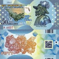 *USA 50 Dollars 2015 27. štát - Florida polymer - Kliknutím na obrázok zatvorte -